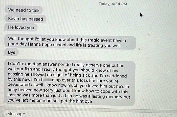 Dude Uses His Fish Dying To Hit Up His Ex-Girlfriend