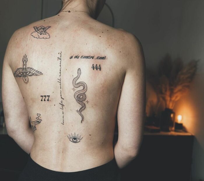 Aesthetic Back Patchwork Tattoos