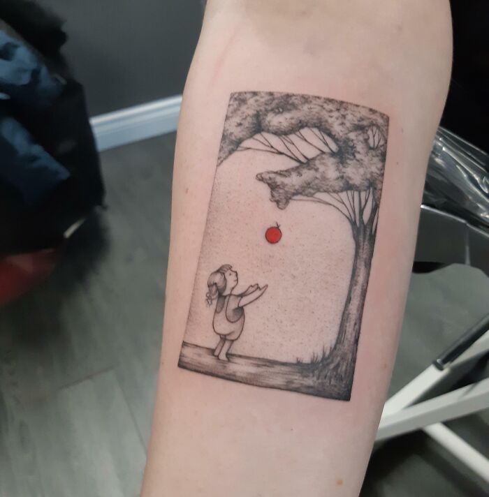 Giving tree grandma memorial forearm tattoo