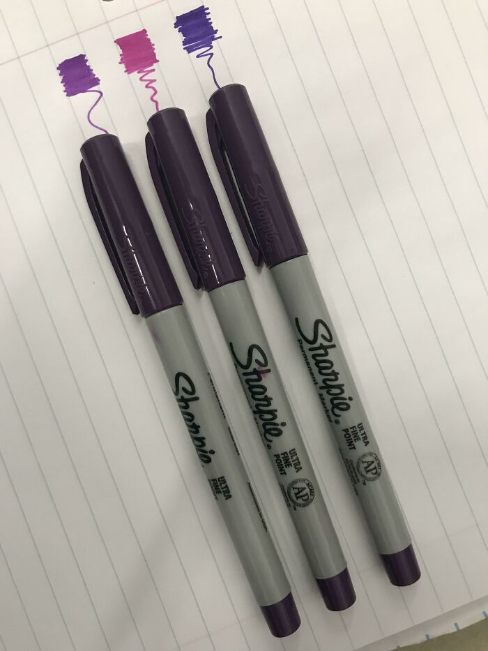 All Three Of My Purple Sharpies Have Completely Different Colors