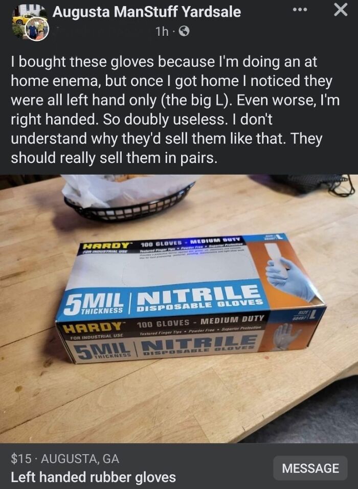 Someone Help This Man Find Right Handed Gloves Please