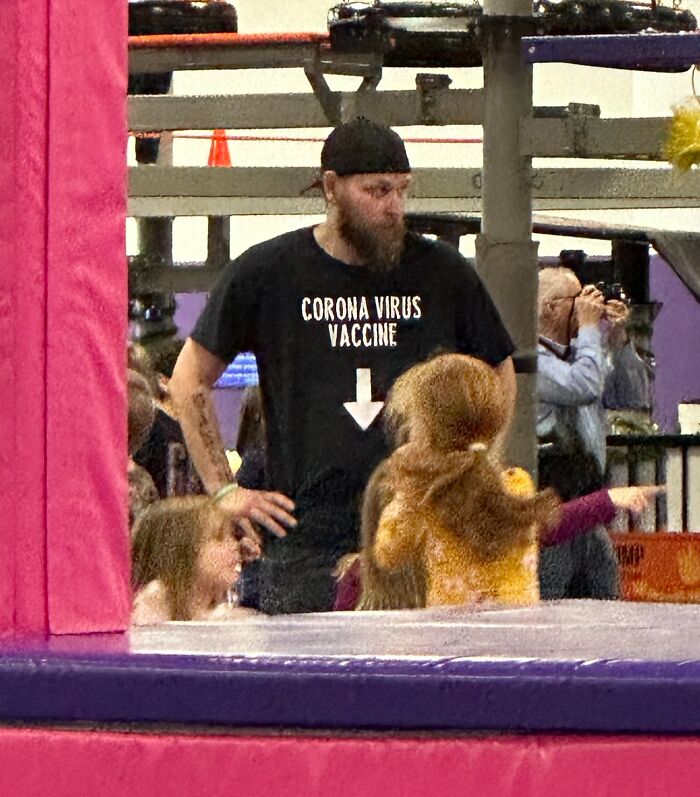 Wearing This Shirt At A Kids Trampoline Park