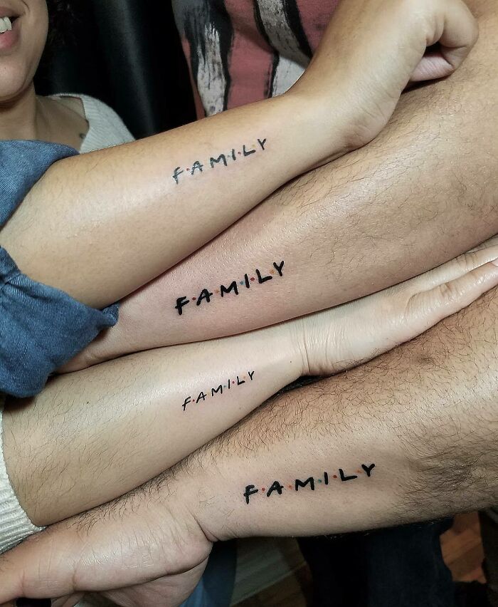 Family matching serial arm tattoo