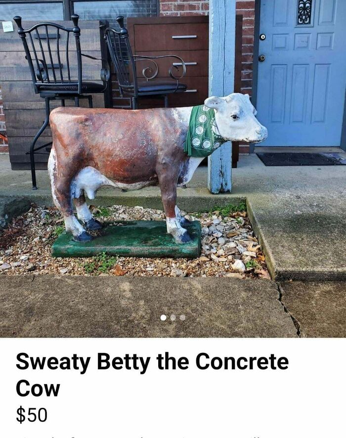 Today It Is Our Weird Garage Sale Item. Pls Buy My Cow