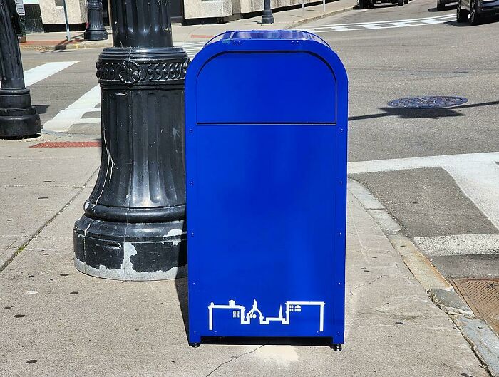 These New Public Trash Cans In The Us City I Live In (Binghamton, NY) That Definitely Won't Confuse Older Folks Trying To Send Mail
