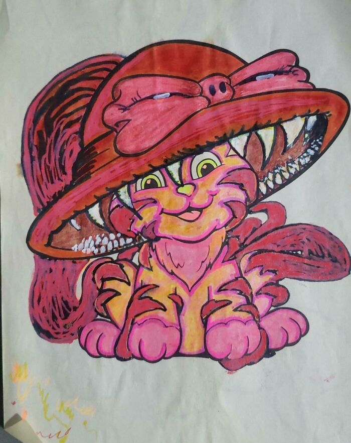 I Can't Stop Making Every Kitten Wearing A Hat Into A Monster Eating A Kitten In My Dollar Store Coloring Book