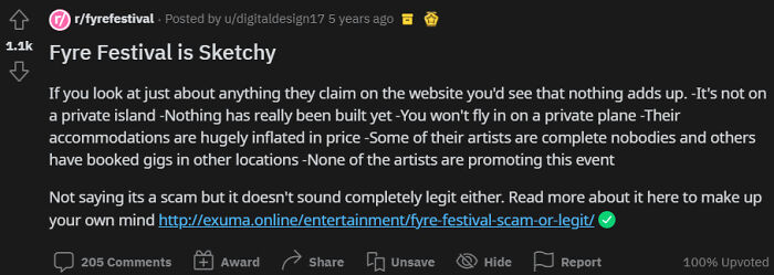 U/Digitaldesign17 Predicted Fyre Festival Would Be A S**t Show 2 Weeks Before It Started