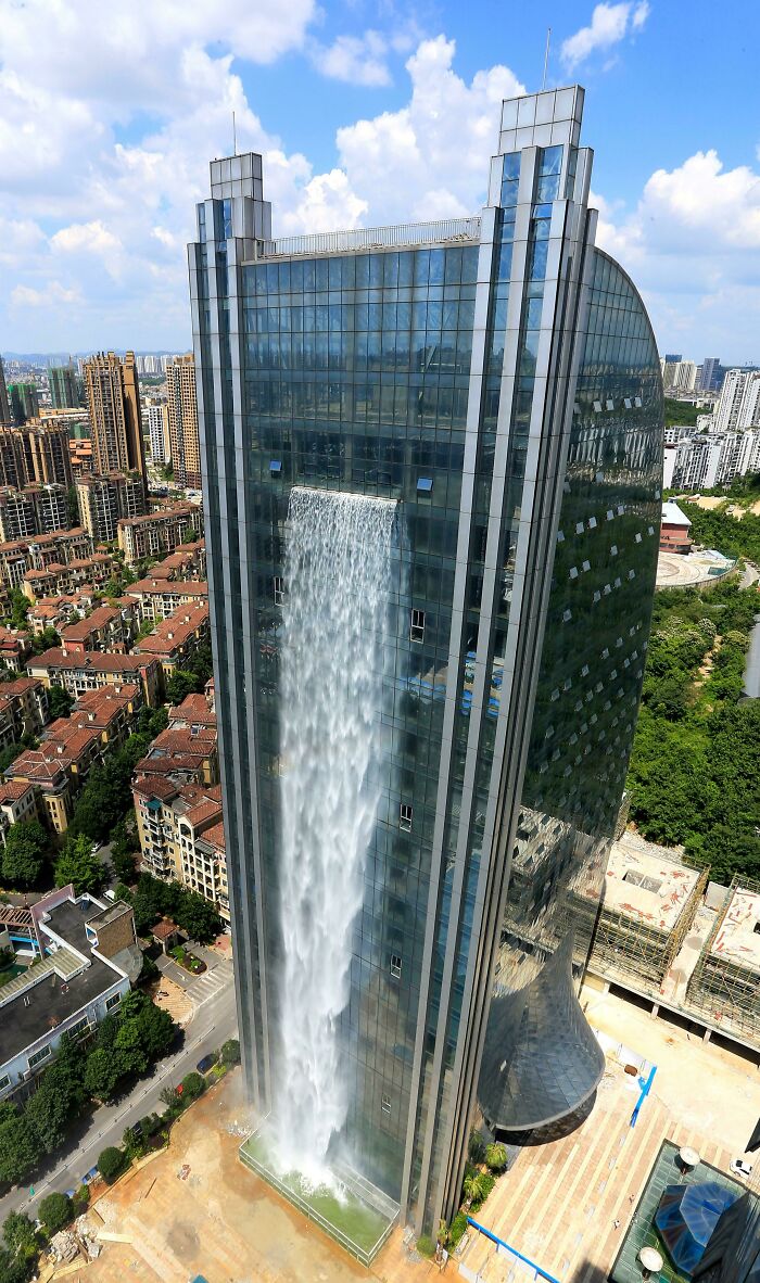 Liebian Building - A 121-Meter Skyscraper With A Waterfall In The City Of Guiyang, China's Guizhou Province
