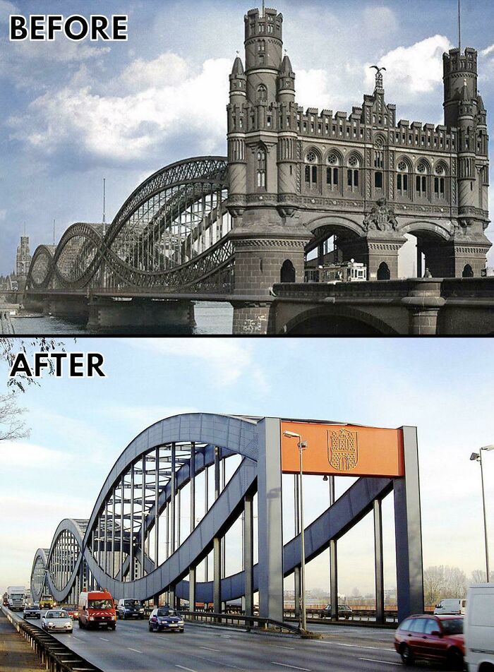 The Neue Elbbrücke Bridge In Hamburg. The Original Design Was Completed In 1887 And Featured Two Wonderful Gothic Gateways, Torn Down In 1959 To Add An Additional Lane