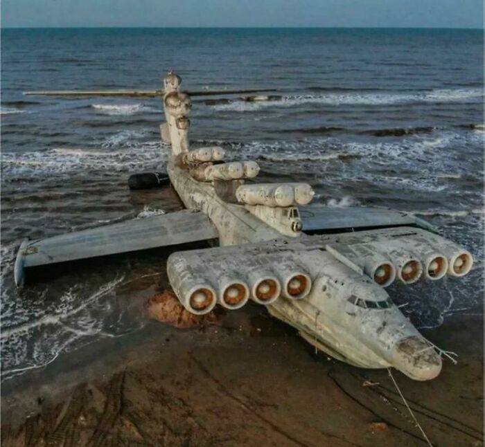 Lun-Class Ekranoplan Abandoned On A Beach. This Is Not Classified As Aircraft Because It Used The Ground Effect To Travel Just Feet Above The Water. They Haven't Been In Use Since The 90s