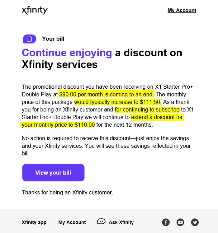 Bigly Discount From Xfinity