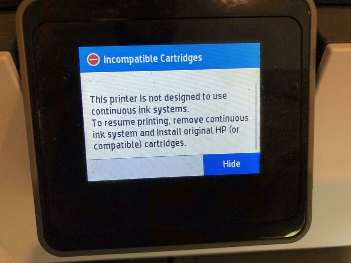Hp Printer Refusing To Even Recognise A Genuine Hp Ink Cartridge That Came With The Printer, Bought New. Funny, It Was Just Out Of Cyan Last Time It Wouldn’t Print In Black And White