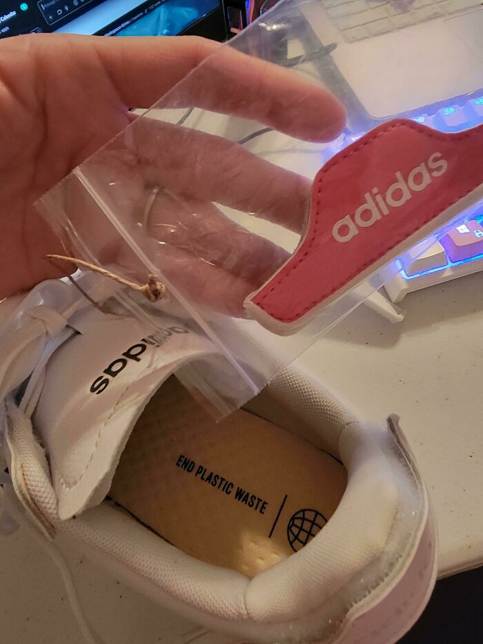 My New Sneakers Came In A Box That Says To End Plastic Waste But Have Small Plastic Bags Attached To Them Containing The Accessories