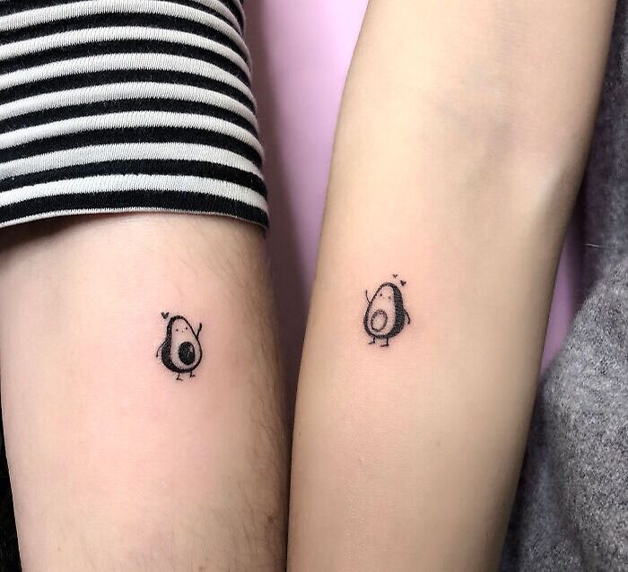Cute tiny family avocados tattoos