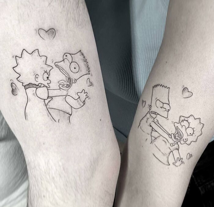 Lisa and Bart strangling each other elbow tattoos