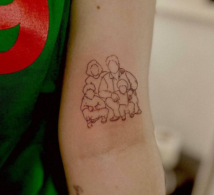family line arm tattoo