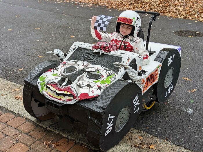 Each Year My Wife Builds A Costume For My Son's Wheelchair. This Year He's The Zombie Monster Truck