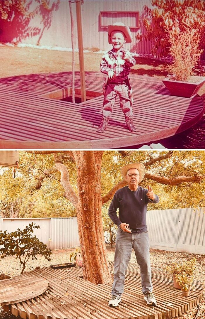 A Cowboy And His Tree At 4 And 63 Years Old