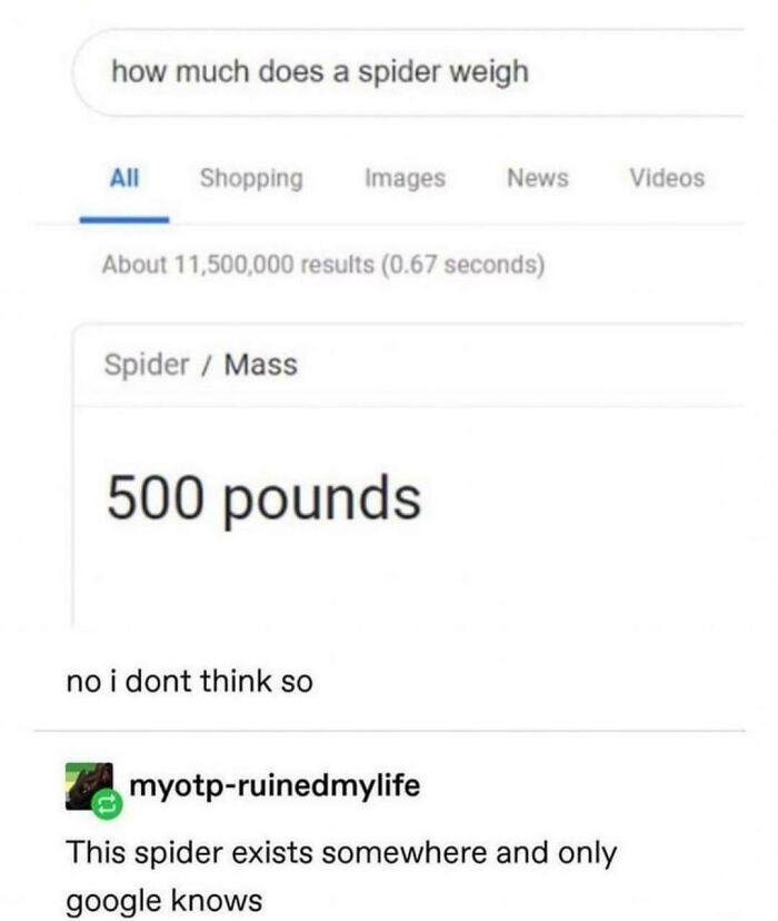 The 500 Pound Spider, Currently Not Encountered By Any Users