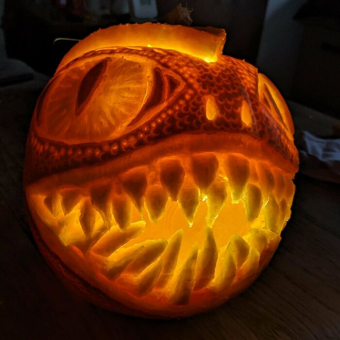  Dragon/Basilisk Pumpkin With Shark-Style Double Row Of Teeth