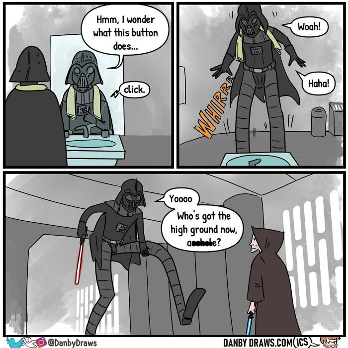 Funny comic about Darth wader getting his legs extended