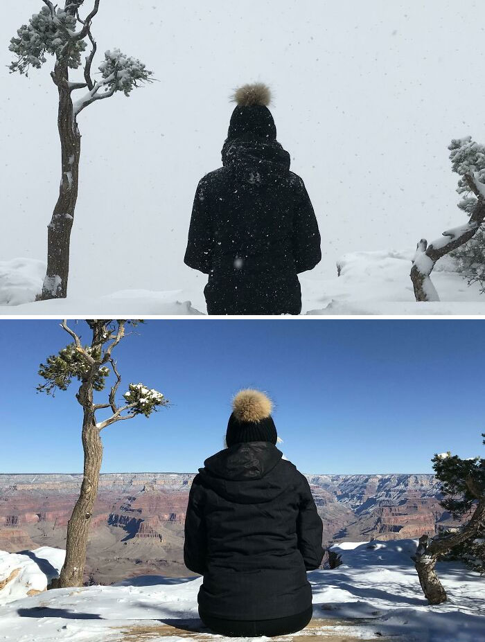 The Wife And I Went To The Grand Canyon This Weekend. Top Was Saturday, Bottom Was Sunday