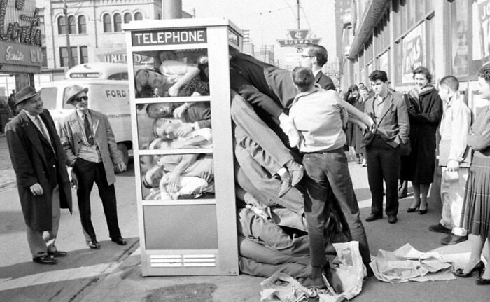 There Was A Fad In The 1950's Called Booth Stuffing Where Teens Would Try To Stuff Themselves In Phone Booths