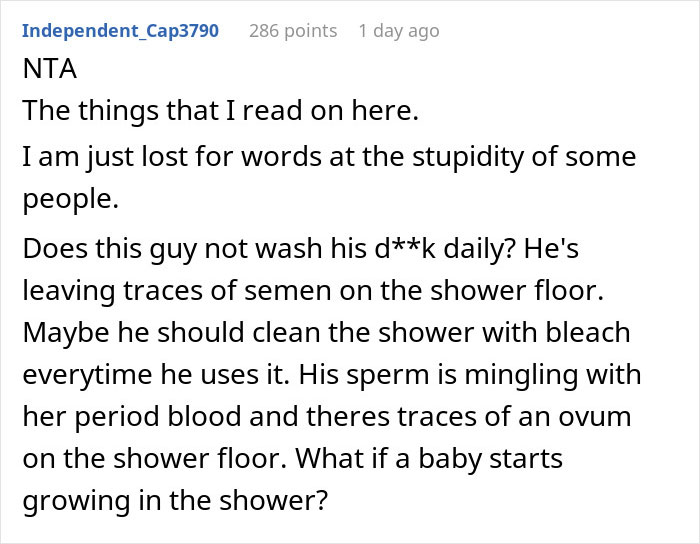 Woman Laughs In Guy's Face After He "Bans" Her From Using The Shower On Her Period