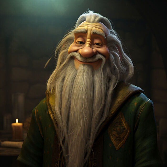 Albus Dumbledore in the animation style of DreamWorks