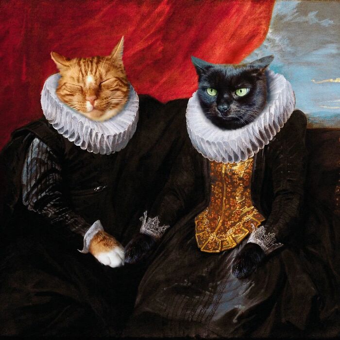 A classical painting of two cats by Galina Bugaevskaya