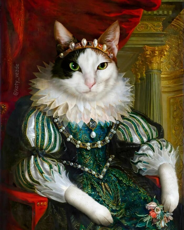 A classical painting of a cat by Galina Bugaevskaya