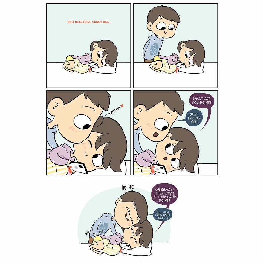 Artist Makes Comics About His Childhood Friend Who Became His Girlfriend, And Over 600,000 Followers Love Them