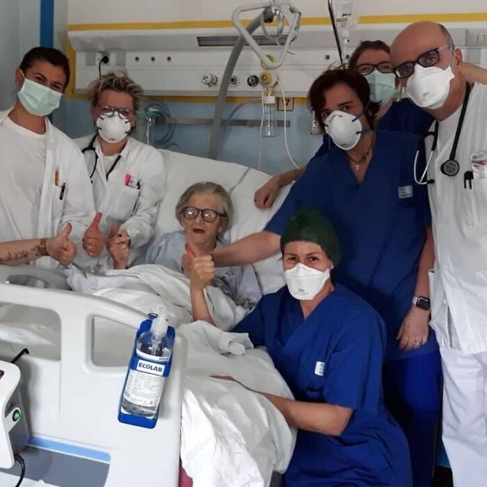 A 95 Year Old Grandmother Becomes The First Patient To Recover From Covid-19 In Modena, Italy. 2020