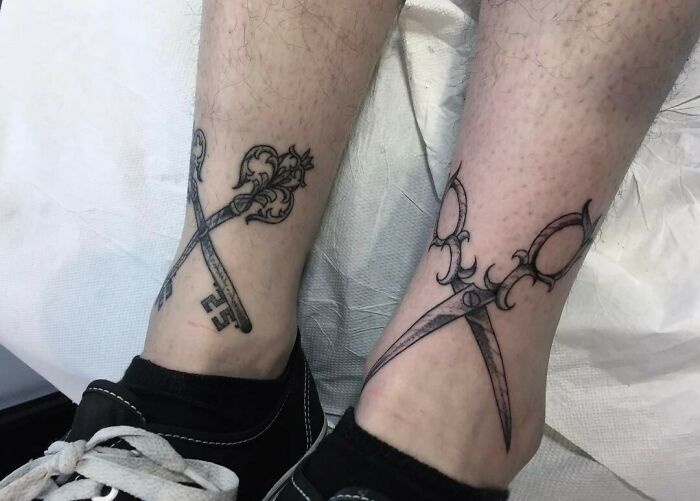 Scissors ankle tattoos