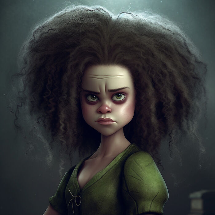 Bellatrix Lestrange in the animation style of DreamWorks