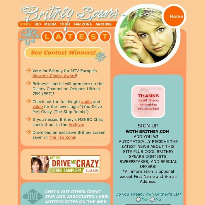 Britney Spears’ Website From Back In 1999!
