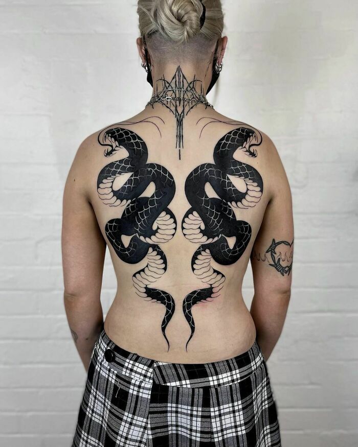 Snake tattoo on the back