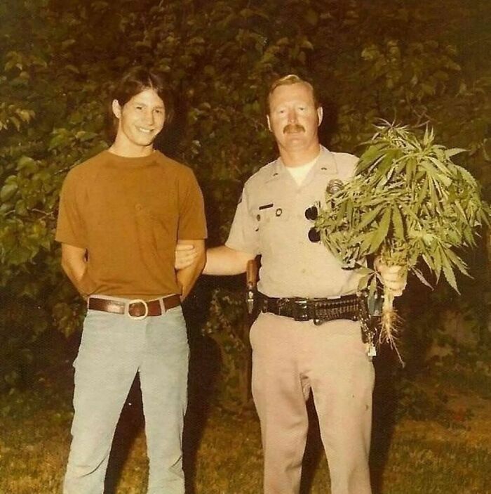A Very Chill Looking Dude Getting Caught Growing Weed In His Garden, L.a., 1973