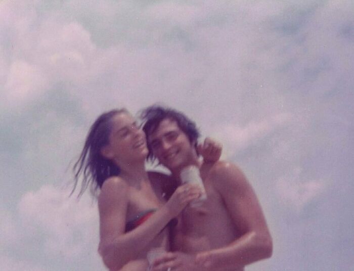 A Couple Photographed At The Beach In The 1970s