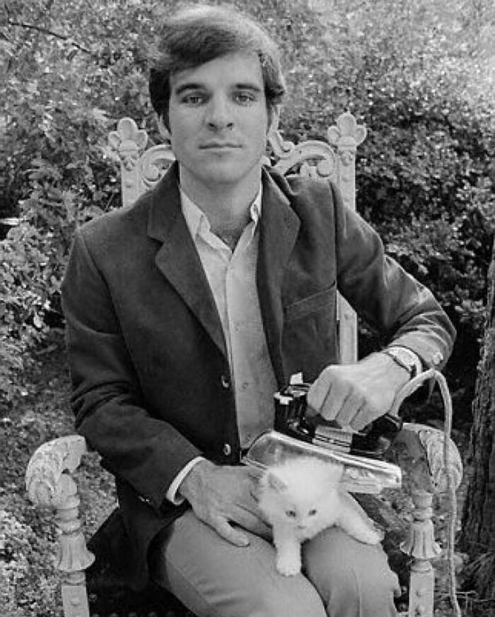 A Young Steve Martin Ironing A Cat, 1970s
