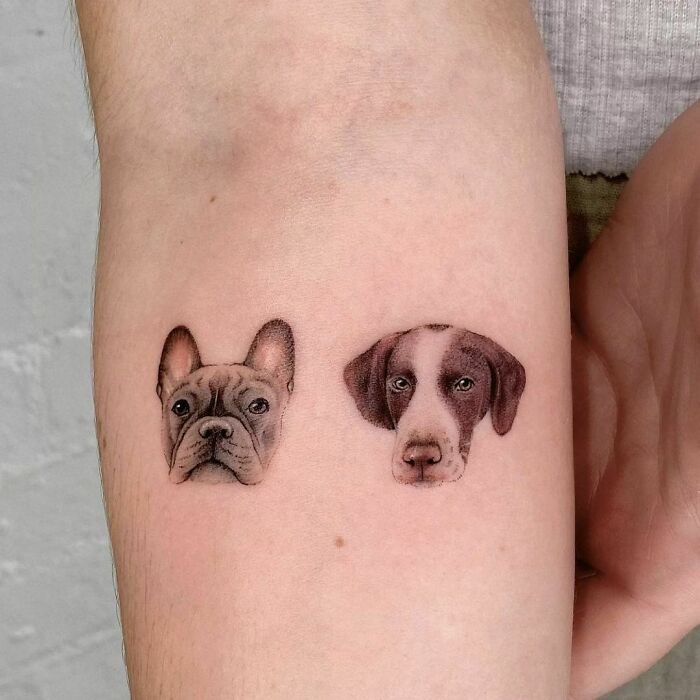 dogs on arm memorial tattoo