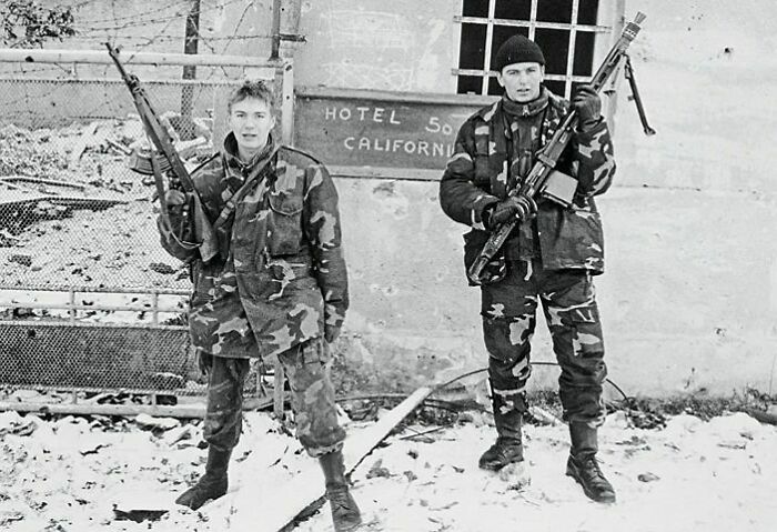 Two Croatian Soldiers On The Frontline In Turanj, Croatia, 1992, Croatian Homeland War
