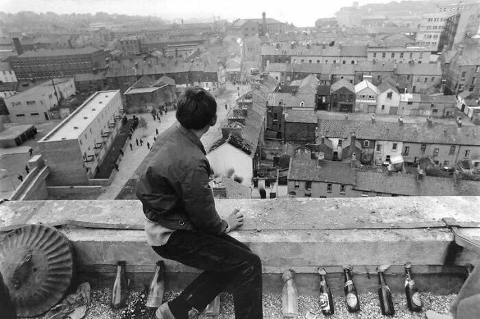 Young Boy With Prepared Molotov Cocktails On A Rooftop Of A Building In Derry, During The Battle Of The Bogside, August 1969