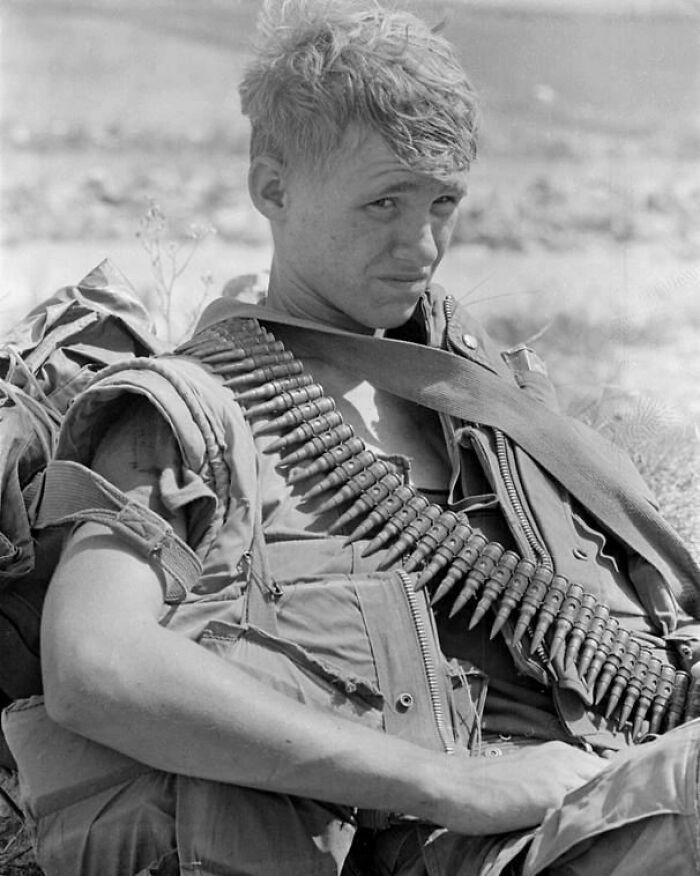 Teenage Wasteland - A Young Us Marine Takes A Break During A Ground Movement 25 Miles North Of An Hoa, North Vietnam. 1969, Vietnam War