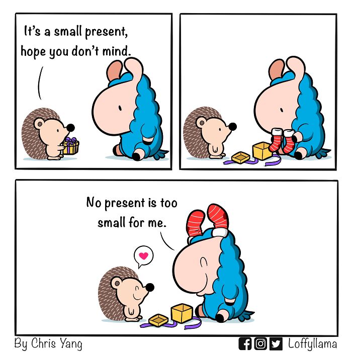 A comic about a hedgehog and its present