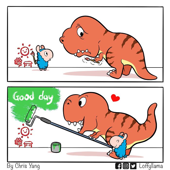 A comic about a dinosaur painting