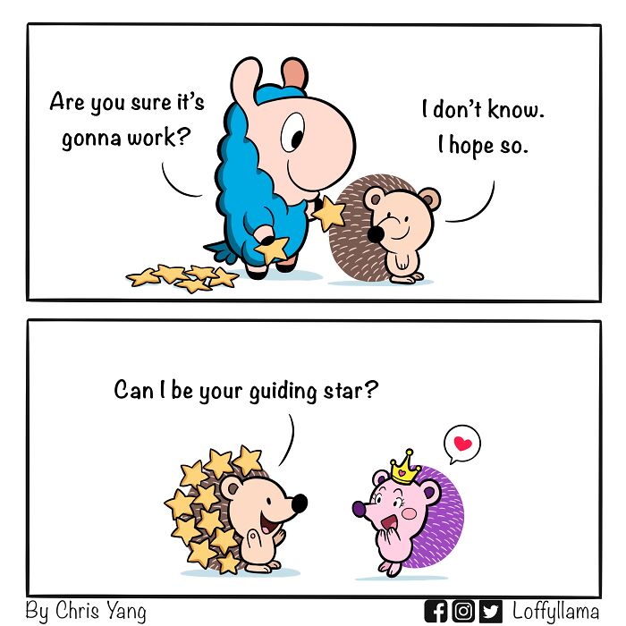 A comic about a hedgehog flirting