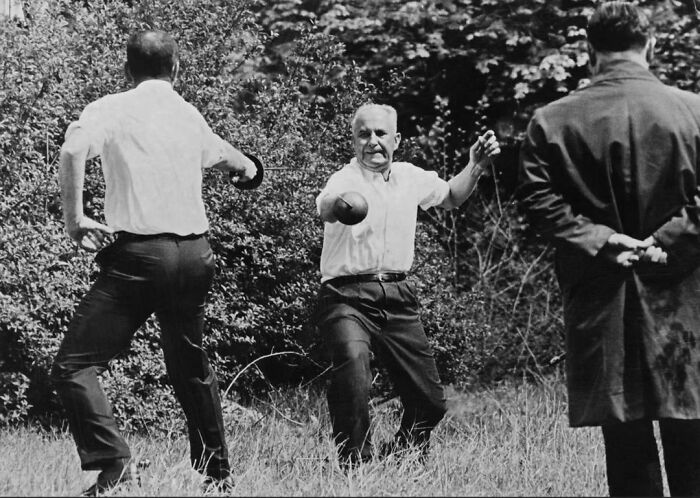 Last Sword Duel In History In France, 1967, Between The Mayor Of Marseille -Gaston Defferre, And Another Member Of French Parliament, Rene Ribière