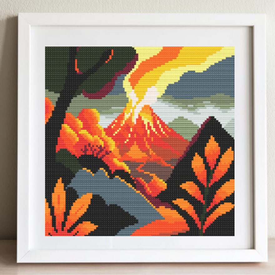 Volcano. For Lovers Of Small Projects. Pattern Size 100x100 St