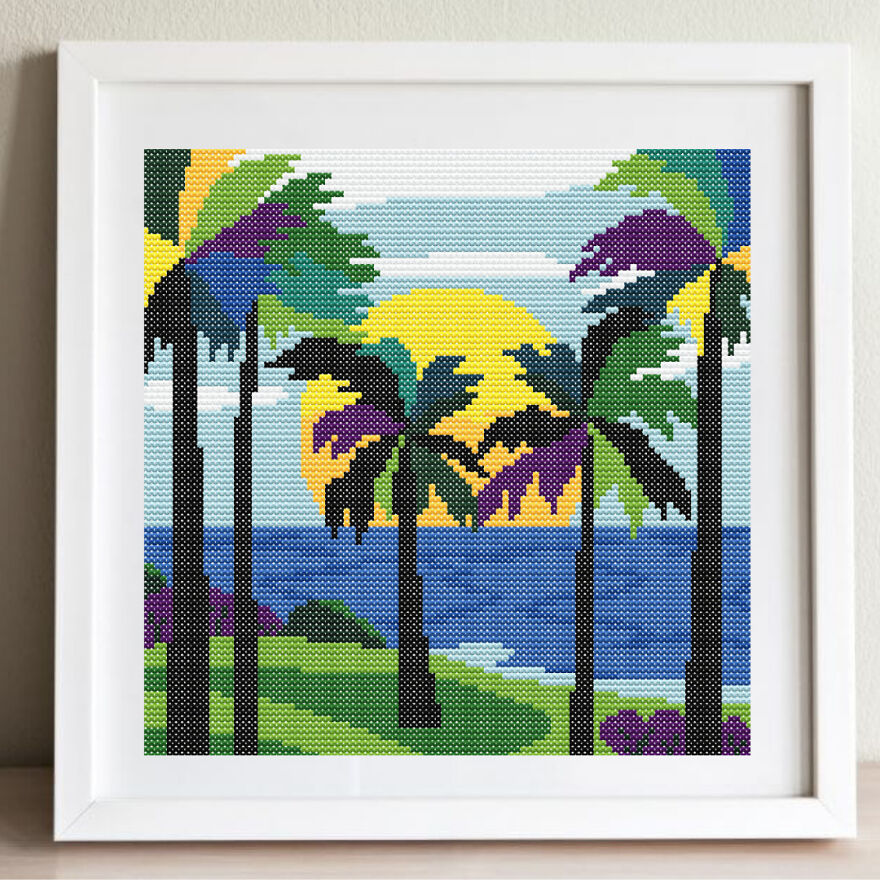 Palm Trees. The Size Of This Pattern Is 100x100 St. (But There Are Still 200x200)